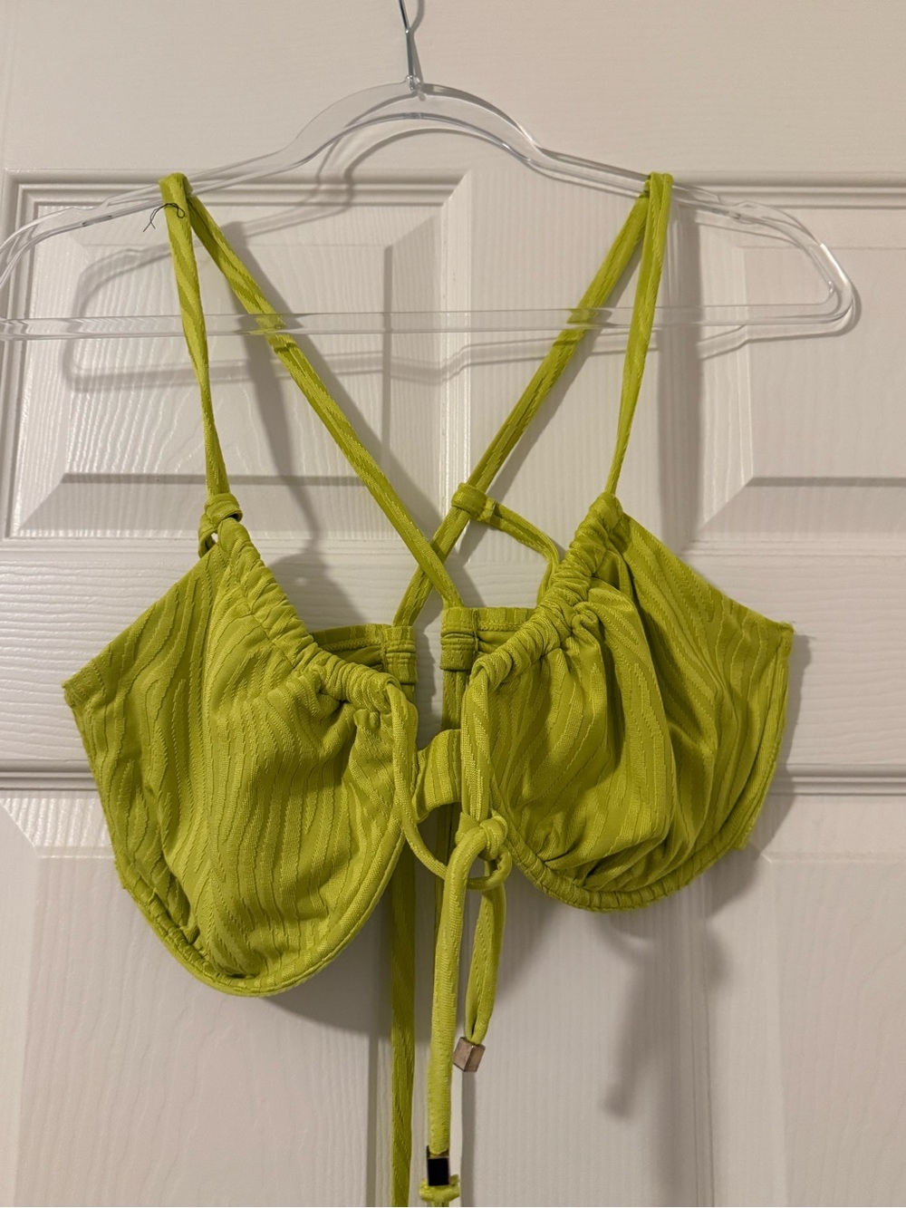 Target Lime Green Ribbed Tie-Front Bralette Top